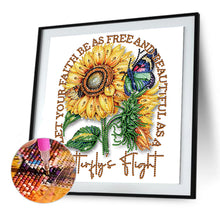 Load image into Gallery viewer, Butterfly Sunflower Calligraphy And Painting 30*30CM (canvas) Partial Special-Shaped Drill Diamond Painting
