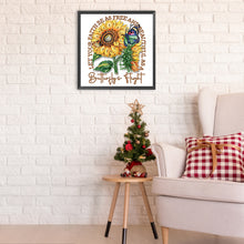 Load image into Gallery viewer, Butterfly Sunflower Calligraphy And Painting 30*30CM (canvas) Partial Special-Shaped Drill Diamond Painting
