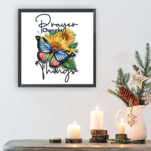 Load image into Gallery viewer, Butterfly Sunflower Calligraphy And Painting 30*30CM (canvas) Partial Special-Shaped Drill Diamond Painting
