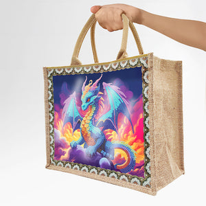 Linen Diamond Painting Tote Bag Replaceable Canvas for Women Adults (Pterosaur)