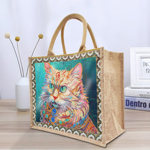 Load image into Gallery viewer, Linen Diamond Painting Tote Bag Replaceable Canvas for Women Adults Craft (Cat)
