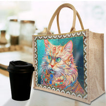 Load image into Gallery viewer, Linen Diamond Painting Tote Bag Replaceable Canvas for Women Adults Craft (Cat)
