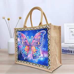 Linen Diamond Painting Tote Bag Replaceable Canvas for Women Adults (Butterfly)