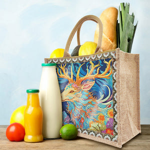 Linen Diamond Painting Tote Bag Replaceable Canvas for Women Adults Craft (Elk)