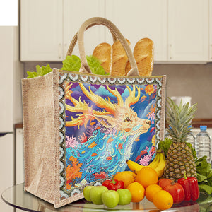 Linen Diamond Painting Tote Bag Replaceable Canvas for Women Adults Craft (Elk)