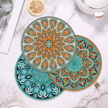 Load image into Gallery viewer, 4 Pcs Wooden Diamond Painted Placemats Tableware Mat with Holder (Datura)
