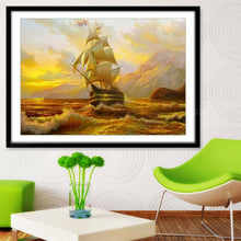 Load image into Gallery viewer, Sailing Ship 37x30cm(canvas) partial round drill diamond painting
