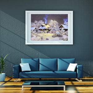 Snow House 30x24cm(canvas) partial round drill diamond painting