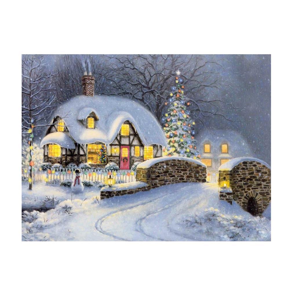 Christmas Night Snow 40x30cm(canvas) partial round drill diamond painting
