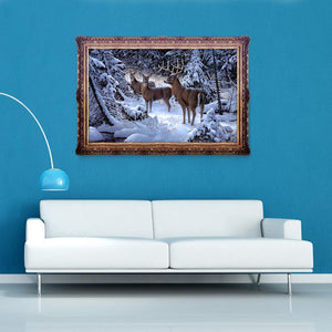 Snow Deers Elk 30x24cm(canvas) partial round drill diamond painting