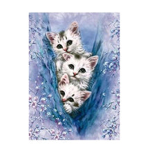 Load image into Gallery viewer, Three Cats 30x40cm(canvas) partial round drill diamond painting
