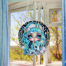 Load image into Gallery viewer, Acrylic Single-Sided 5D DIY Diamond Painting Hanging Pendant (Girl and Unicorn)
