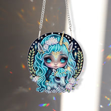 Load image into Gallery viewer, Acrylic Single-Sided 5D DIY Diamond Painting Hanging Pendant (Girl and Unicorn)
