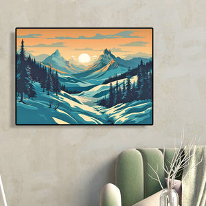 Hillside Sunset 40*30CM (canvas) Full Round Drill Diamond Painting