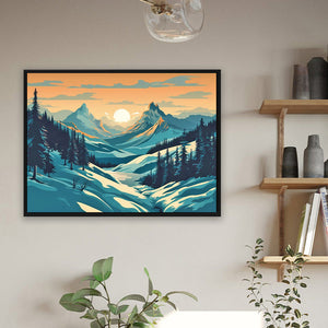 Hillside Sunset 40*30CM (canvas) Full Round Drill Diamond Painting