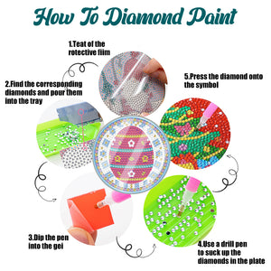 6 Pcs Easter Washable Special Shape Diamond Painting Coaster with Holder (Egg)