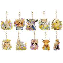 Load image into Gallery viewer, 10Pcs Rabbit Double Sided Diamond Painting Keychain Pendant for Beginners Adults
