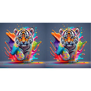 Colorful Little Tiger 30*30CM (canvas) Full Round Drill Diamond Painting