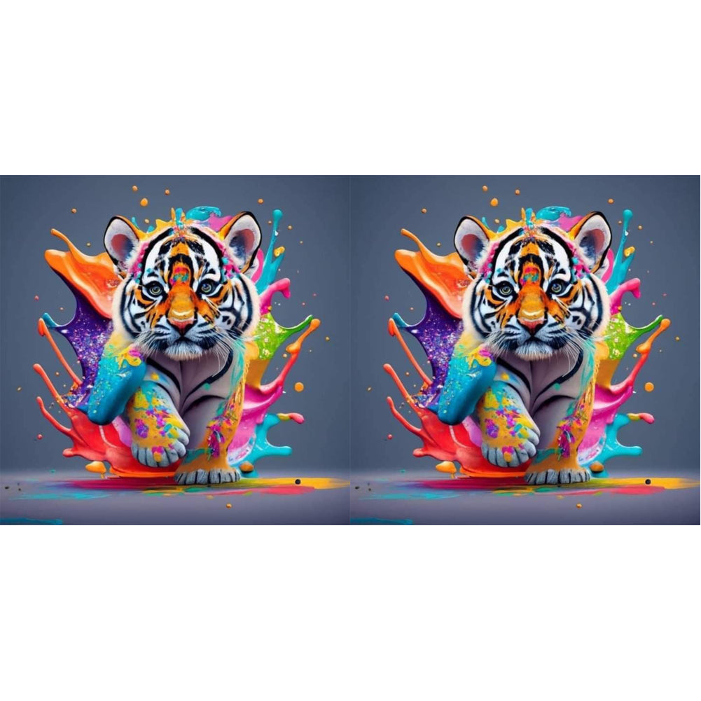 Colorful Little Tiger 30*30CM (canvas) Full Round Drill Diamond Painting