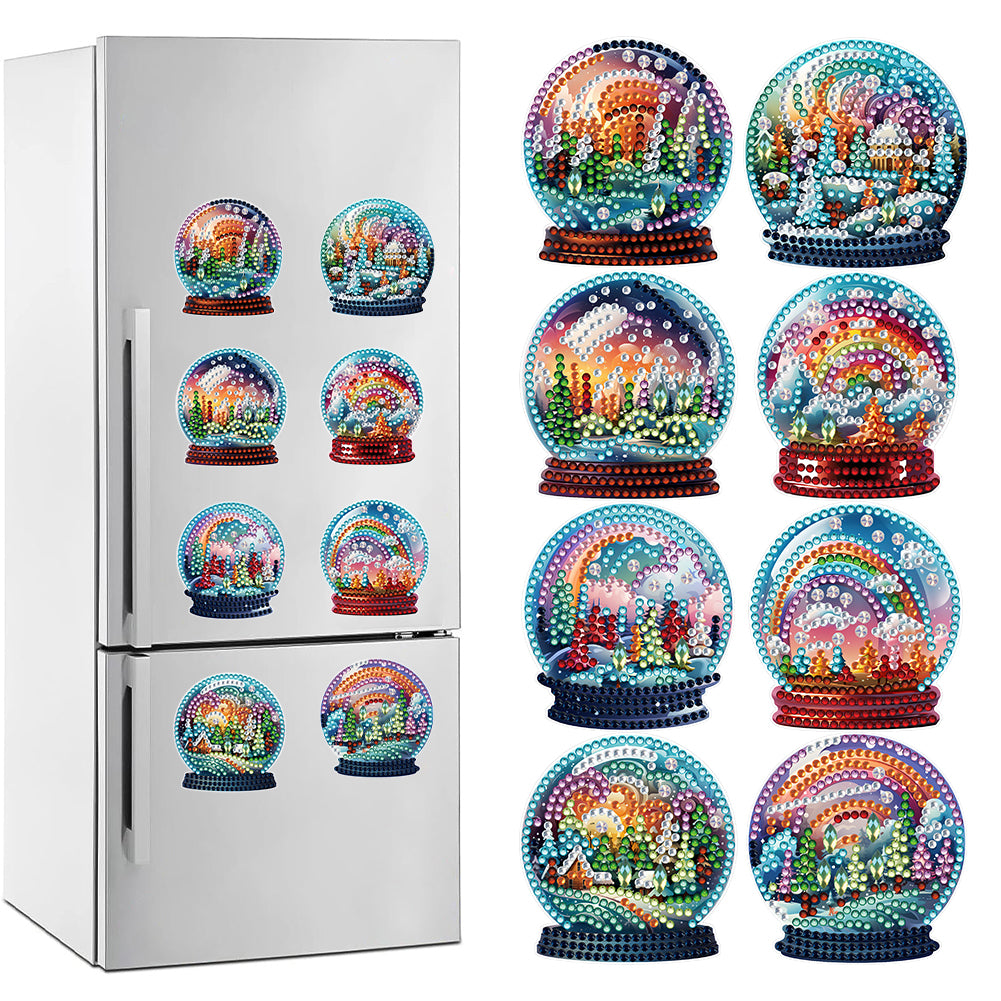 8 Pcs Diamond Painting Magnets Refrigerator for Adult Kid (Rainbow