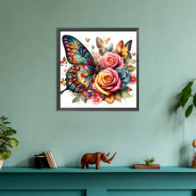 Load image into Gallery viewer, Butterflies And Roses 30*30CM (canvas) Full Round Drill Diamond Painting
