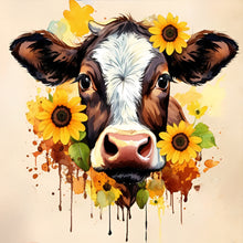 Load image into Gallery viewer, Sunflower Cow 30*30CM (canvas) Full Round Drill Diamond Painting
