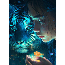 Load image into Gallery viewer, Full Of Diamonds Beauty And The Tiger 40*55CM (canvas) Full AB Round Drill Diamond Painting
