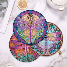 Load image into Gallery viewer, 4 PCS Wood Diamond Painted Placemats Kitchen Dish Mat with Holder (Dragonfly)
