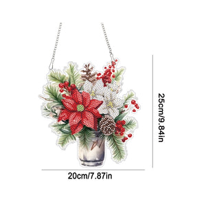 Acrylic Christmas Bouquet Single-Sided Diamond Painting Hanging Pendant 20x25cm