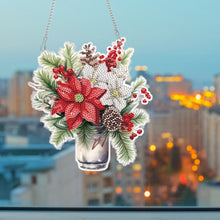 Load image into Gallery viewer, Acrylic Christmas Bouquet Single-Sided Diamond Painting Hanging Pendant 20x25cm
