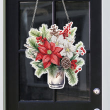 Load image into Gallery viewer, Acrylic Christmas Bouquet Single-Sided Diamond Painting Hanging Pendant 20x25cm
