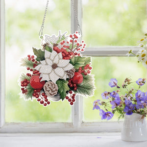 Acrylic Christmas Bouquet Single-Sided Diamond Painting Hanging Pendant 20x25cm