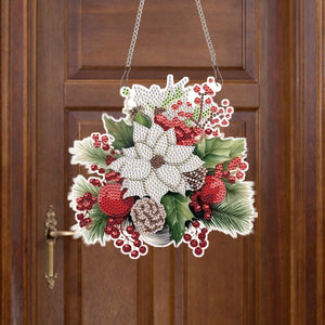 Acrylic Christmas Bouquet Single-Sided Diamond Painting Hanging Pendant 20x25cm