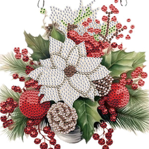 Acrylic Christmas Bouquet Single-Sided Diamond Painting Hanging Pendant 20x25cm