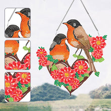 Load image into Gallery viewer, Acrylic Single-Sided DIY Diamond Painting Hanging Pendant (Heart Twin Sparrows)
