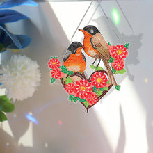 Load image into Gallery viewer, Acrylic Single-Sided DIY Diamond Painting Hanging Pendant (Heart Twin Sparrows)
