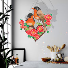 Load image into Gallery viewer, Acrylic Single-Sided DIY Diamond Painting Hanging Pendant (Heart Twin Sparrows)
