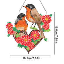 Load image into Gallery viewer, Acrylic Single-Sided DIY Diamond Painting Hanging Pendant (Heart Twin Sparrows)
