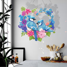 Load image into Gallery viewer, Acrylic Single-Sided DIY Diamond Painting Hanging Pendant (Heart Blue Sparrows)
