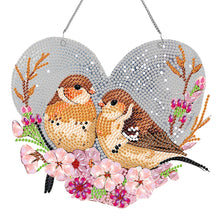 Load image into Gallery viewer, Acrylic Single-Sided 5D DIY Diamond Painting Hanging Pendant (Heart Sparrows)
