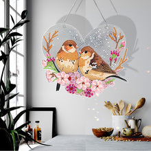 Load image into Gallery viewer, Acrylic Single-Sided 5D DIY Diamond Painting Hanging Pendant (Heart Sparrows)
