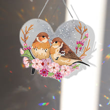 Load image into Gallery viewer, Acrylic Single-Sided 5D DIY Diamond Painting Hanging Pendant (Heart Sparrows)
