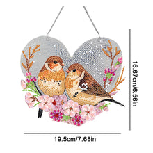 Load image into Gallery viewer, Acrylic Single-Sided 5D DIY Diamond Painting Hanging Pendant (Heart Sparrows)
