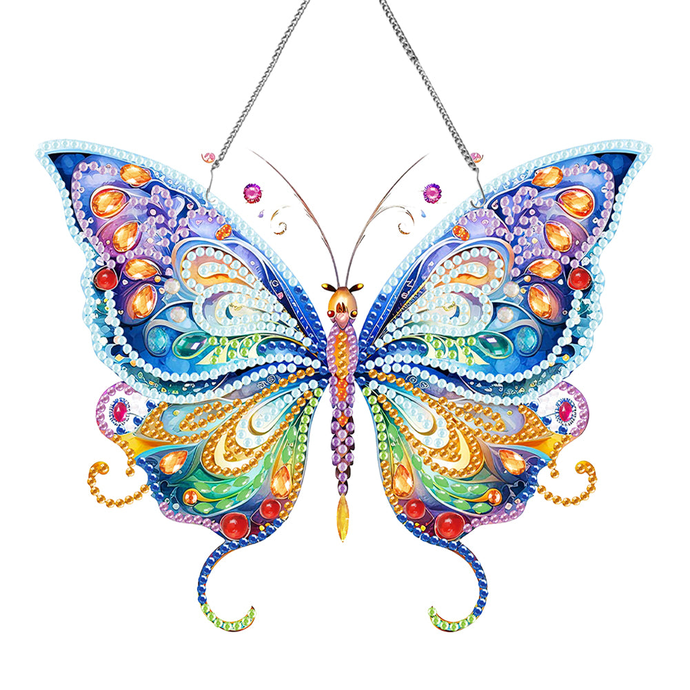 Acrylic Single-Sided DIY Diamond Painting Hanging Pendant (Colorful Butterfly)