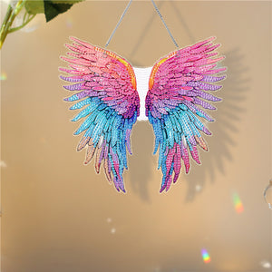 Acrylic Single-Sided 5D DIY Diamond Painting Hanging Pendant (Colorful Feathers)