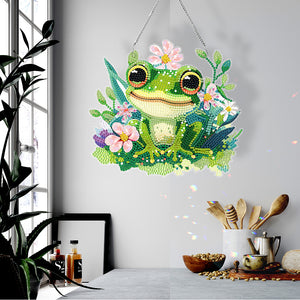 Acrylic Single-Sided Diamond Painting Hanging Pendant for Home Wall Decor (Frog)