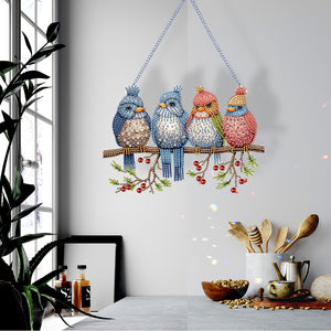 Acrylic Birds on Branch Single-Sided 5D DIY Diamond Painting Hanging Pendant