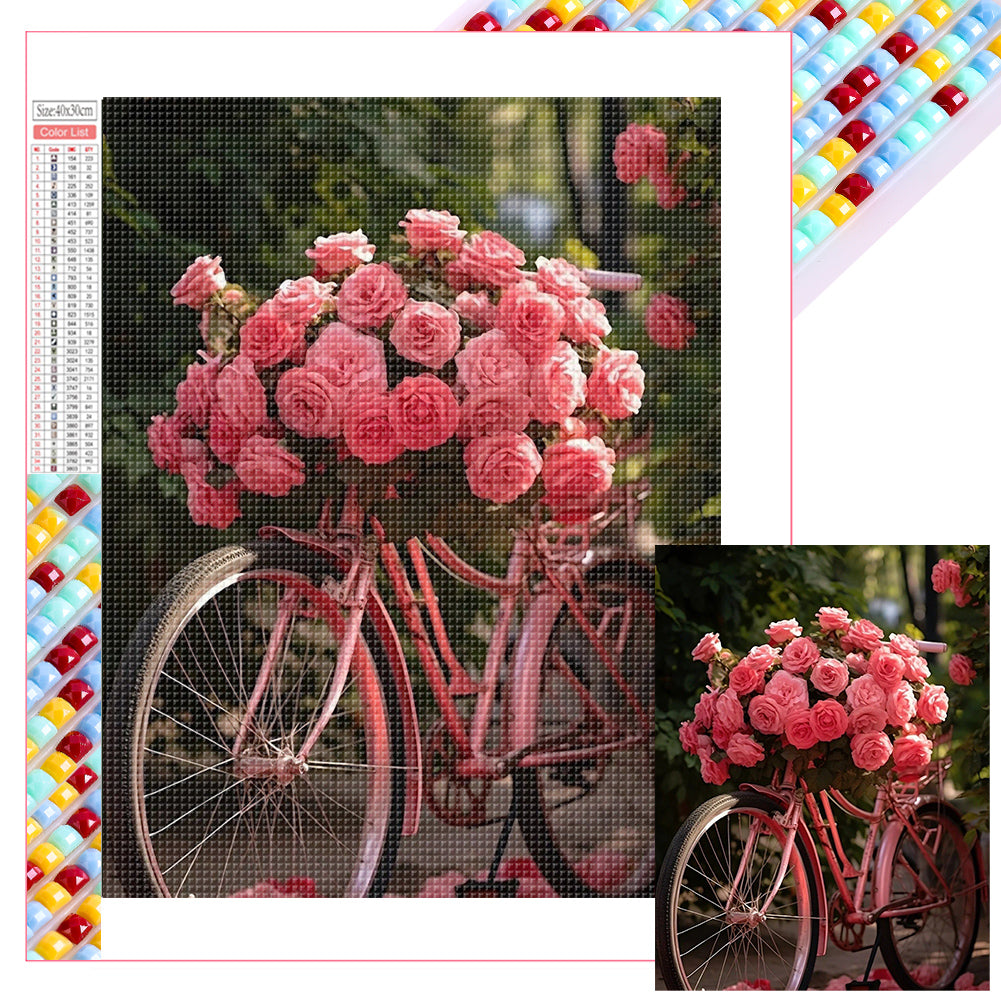 Rose Bike 30*40CM (canvas) Full Square Drill Diamond Painting