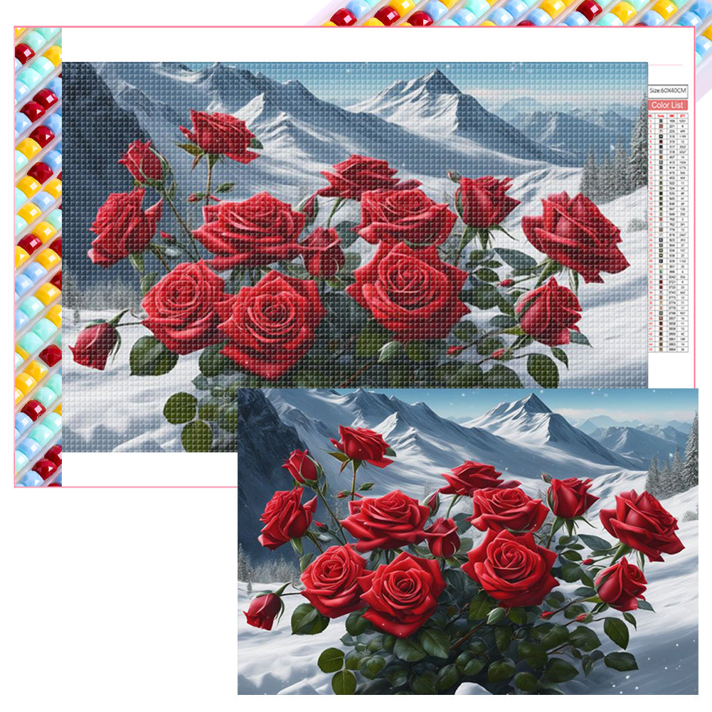 Roses 60*40CM (canvas) Full Square Drill Diamond Painting