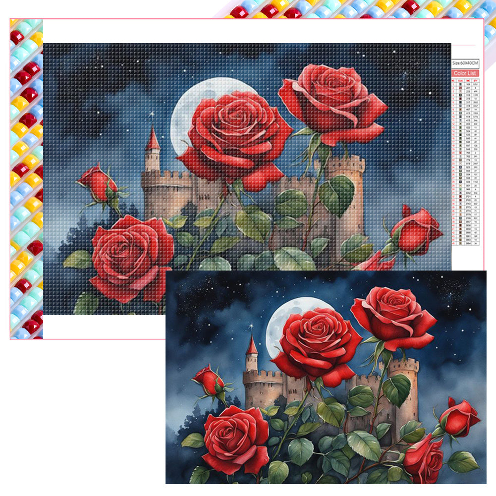 Roses 60*40CM (canvas) Full Square Drill Diamond Painting